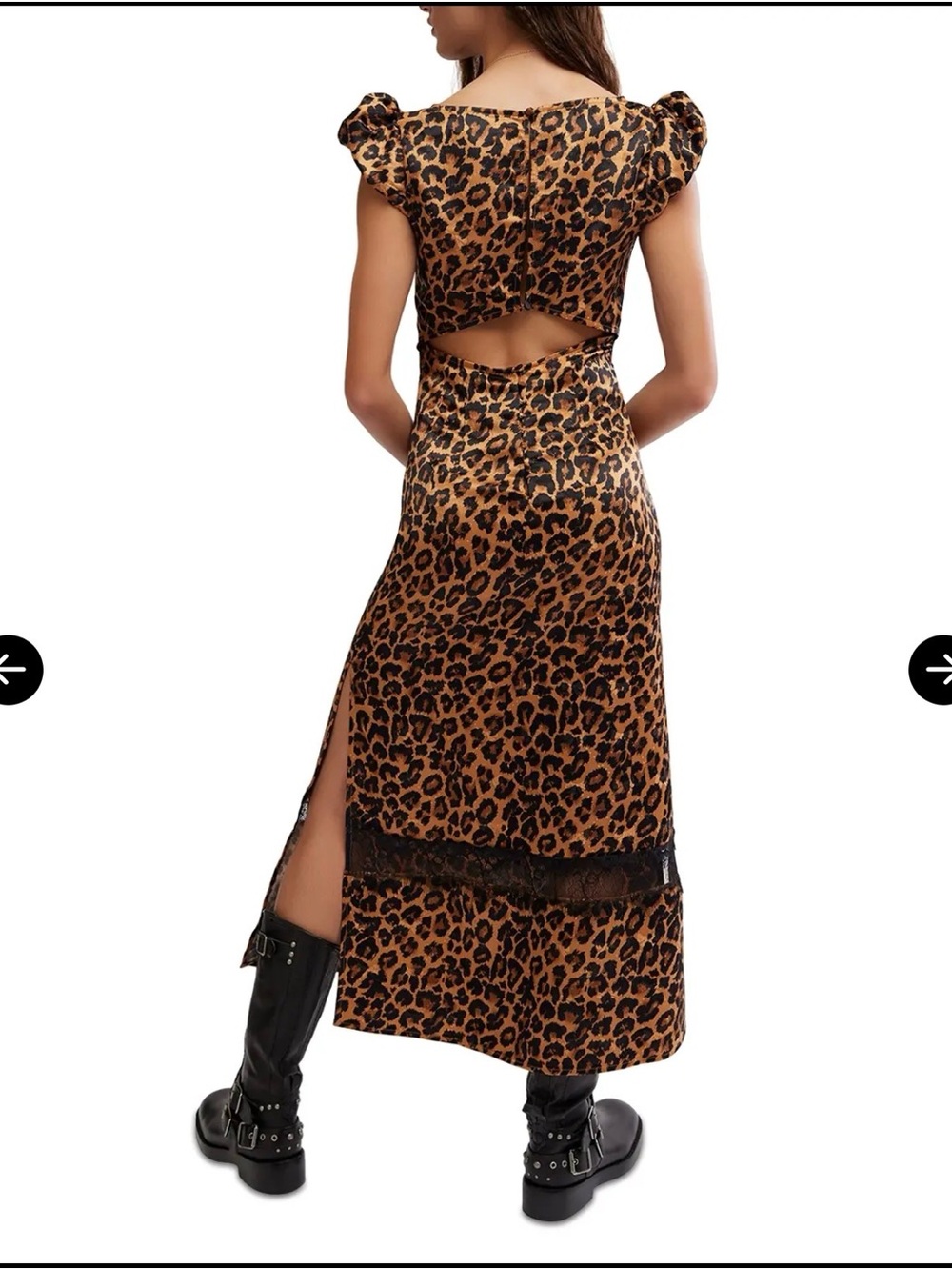 Free people Leopard Print Cutout Midi Dress - Brown